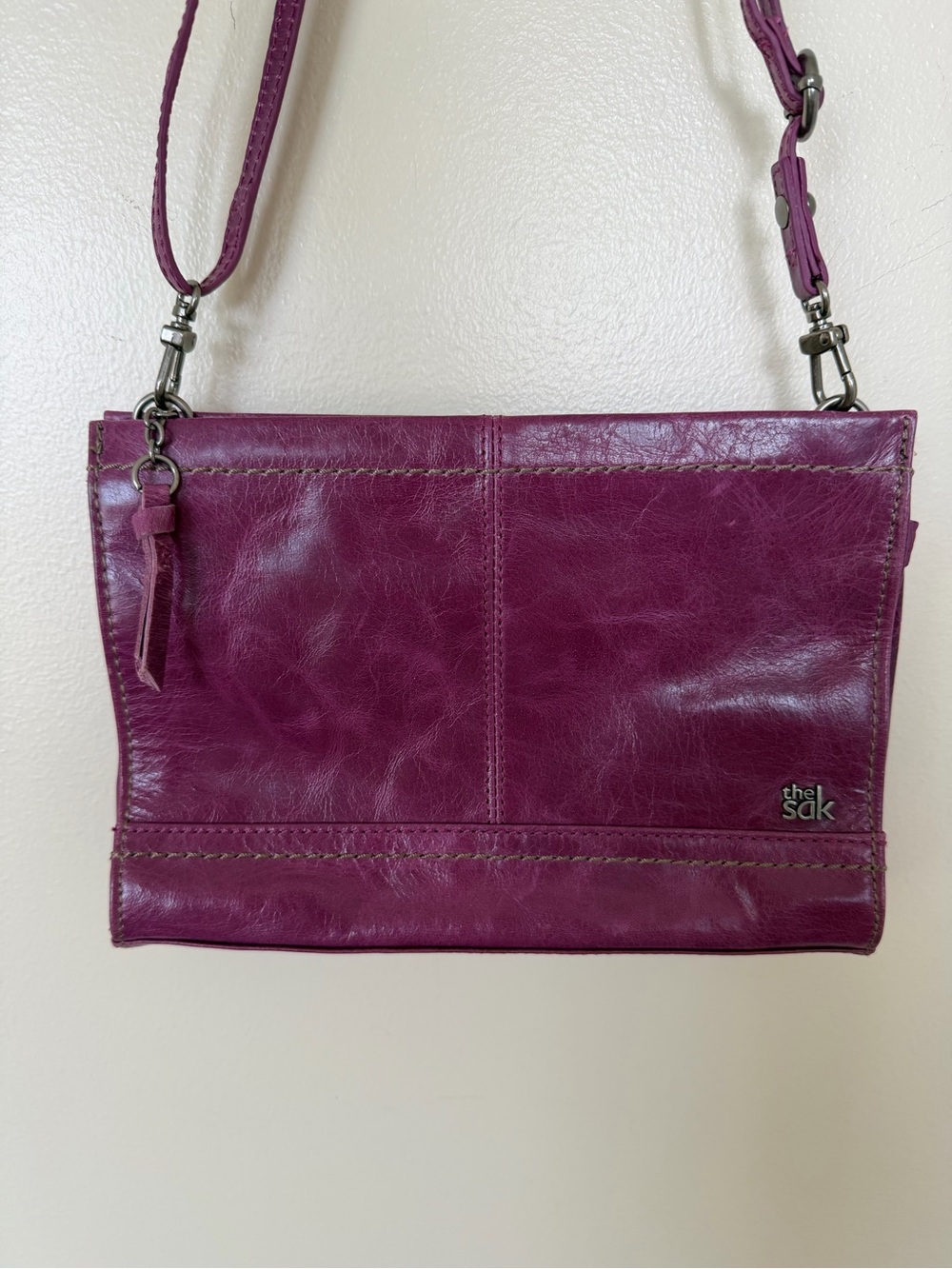 THE SAK Purple Berry Leather Crossbody Envelope Purse Bag - Picture 1 of 11
